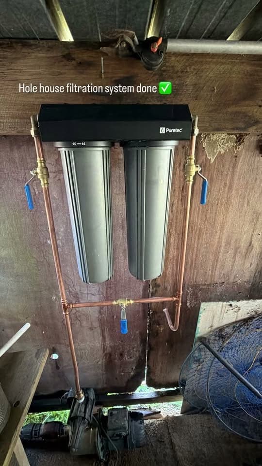 Whole-house dual cartridge water filtration unit