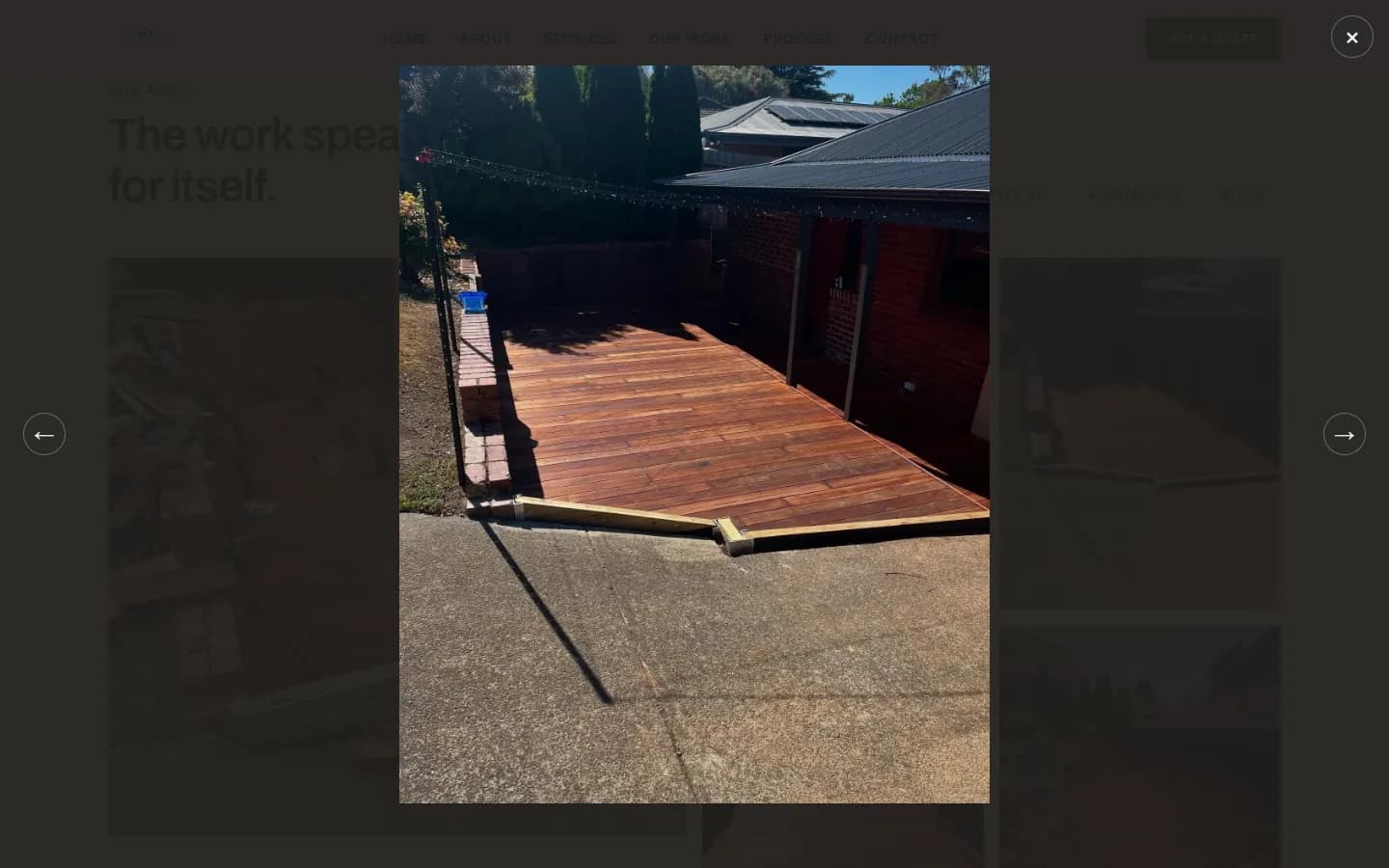 A finished hardwood deck opened full-screen in the BLT concept’s gallery viewer